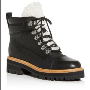 NEW Marc Fisher Leather Shearling Black Leather Booties Boots - size 7